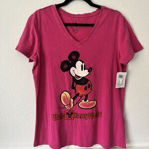 Walt Disney World Shirt Womens Large Pink Mickey Mouse Parks Ladies Soft NEW